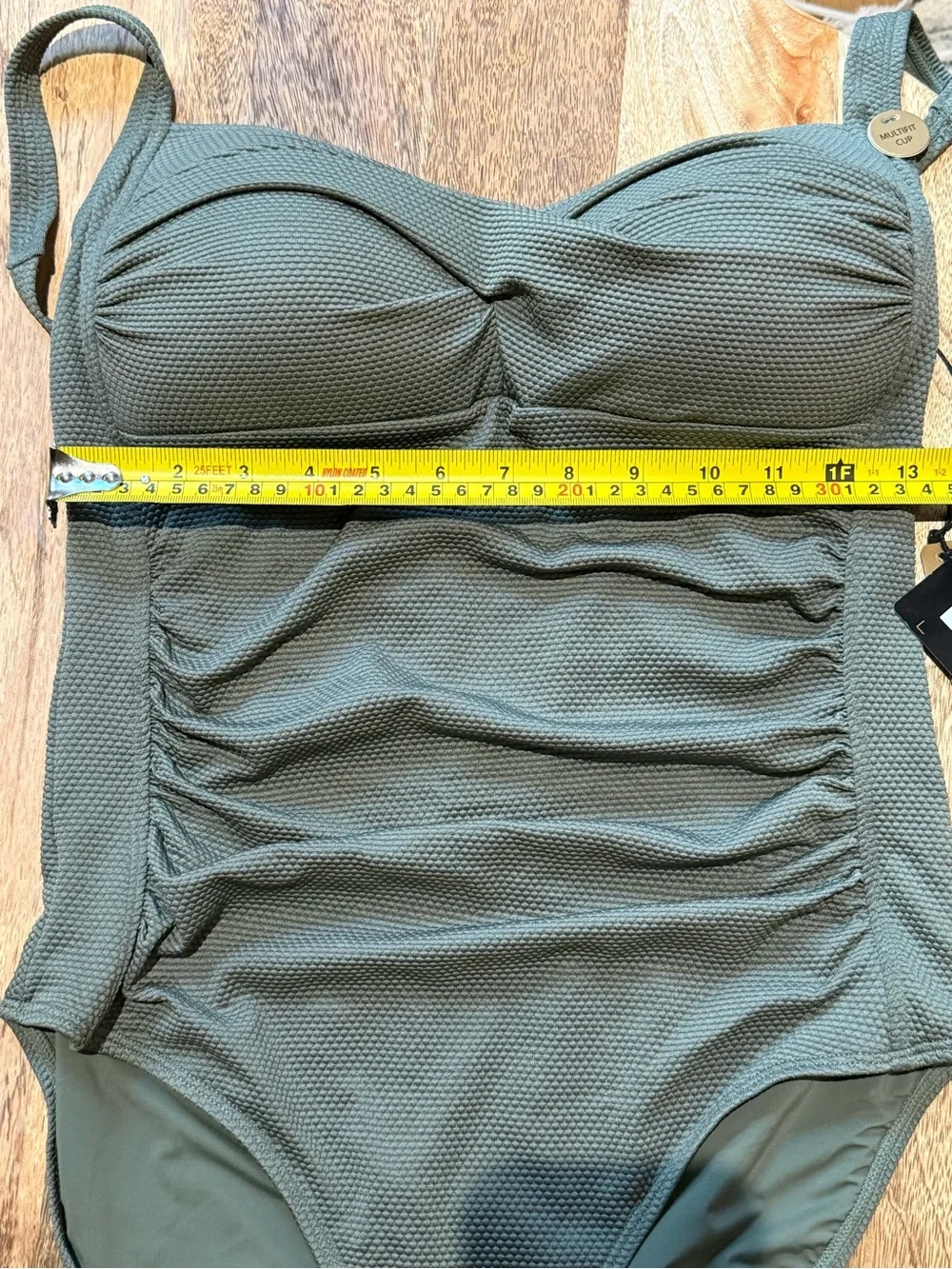 NipTuck Olive One-Piece Swimsuit Twist Front Control Slimming multi-cup size 10